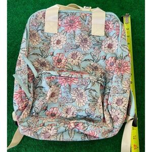 Floral Print‎ Backpack Light Blue Pink Flowers Lightweight School Travel Bag